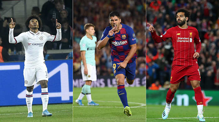 Willian, Luis Suarez and Mohamed Salah all score in Champions League